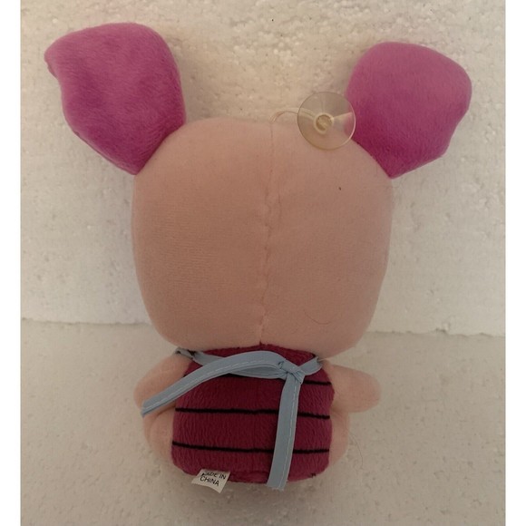 Disney Pink Plush Baby Piglet Large Head Bib 7" Hanging Suction Cup Stuffed Toy - Picture 6 of 12